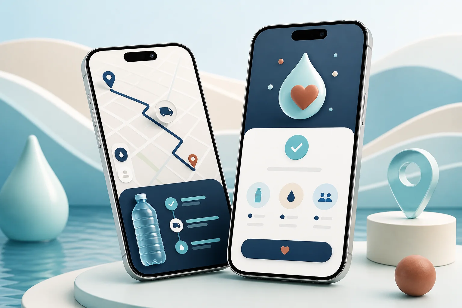 Sabeel water delivery and donation mobile app visualization